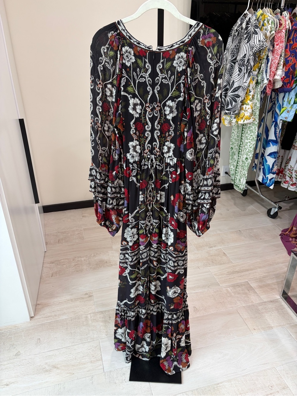 Farm Rio: Black Rococo Flowers Ruffled Maxi
Dress - Picture 7 of 12